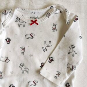 carter's winter print cotton long sleeve bodysuit diaper shirt 3 months baby